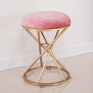 Nordic dressing stool fashion wrought iron stool fabric change shoe bench bedroom dressing table chair nail makeup stool