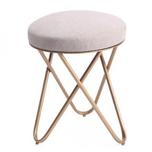 Load image into Gallery viewer, Nordic dressing stool fashion wrought iron stool fabric change shoe bench bedroom dressing table chair nail makeup stool