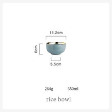 Load image into Gallery viewer, Blue Golden Ceramic Plates Household Dishes Sauce Rice Bowls Soup Noodles Dinner Plate Steak Western Food Tableware