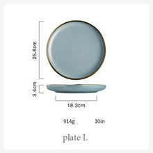 Load image into Gallery viewer, Blue Golden Ceramic Plates Household Dishes Sauce Rice Bowls Soup Noodles Dinner Plate Steak Western Food Tableware