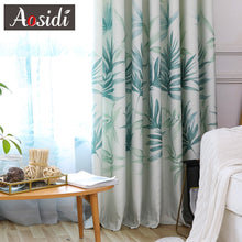 Load image into Gallery viewer, Green Leaves Printed Curtains For Living Room Bedroom Window Modern Sheer Tulle And Curtains Luxury Chinese Drapes Fabric Blinds