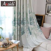 Load image into Gallery viewer, Green Leaves Printed Curtains For Living Room Bedroom Window Modern Sheer Tulle And Curtains Luxury Chinese Drapes Fabric Blinds