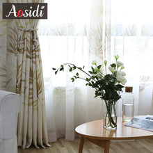 Load image into Gallery viewer, Green Leaves Printed Curtains For Living Room Bedroom Window Modern Sheer Tulle And Curtains Luxury Chinese Drapes Fabric Blinds