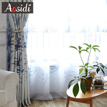 Load image into Gallery viewer, Green Leaves Printed Curtains For Living Room Bedroom Window Modern Sheer Tulle And Curtains Luxury Chinese Drapes Fabric Blinds