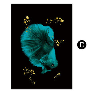 ART ZONE Goldfish Art Wall Poster Nordic Abstract Animal Spray Print Painting Home Living Room Decor Poster Unframed Painting