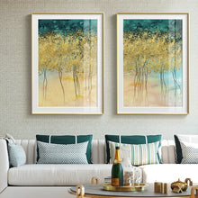 Load image into Gallery viewer, Golden Tree Green Plant Painting Nordic Style Poster and Print Wall Art Canvas Picture For Living Room Aisle Abstract Home Decor