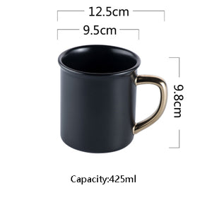 Creative American Phnom Penh Ceramic Black Gold Mug Vintage matte black mug high-end simple coffee cup office tea cup