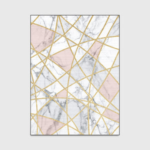 Fashion Scandinavian Style White Pink Marble-like Golden Lines Light Blue Camel Door Mat Living Room Bedroom Area Rug Carpet