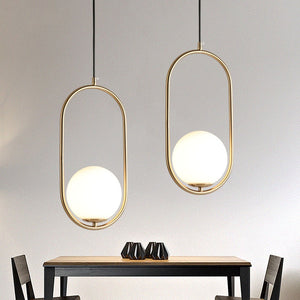 Scandinavian Table Dining Hall Glass Ball Pendant Lights  Post-modern Bar Front Desk Metaphysical Brief Bedroom Bedside Lights