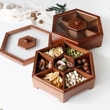 Load image into Gallery viewer, European creative solid wood candy box with lid dry fruit snack box home wooden nuts melon storage box wedding gift