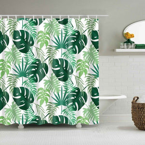 Papa&Mima Nordic style Leaves printed Waterproof Shower Curtains Polyester Bathroom Curtains With Hooks Decorative Bathtub