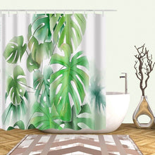 Load image into Gallery viewer, Papa&amp;Mima Nordic style Leaves printed Waterproof Shower Curtains Polyester Bathroom Curtains With Hooks Decorative Bathtub