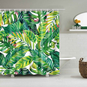 Papa&Mima Nordic style Leaves printed Waterproof Shower Curtains Polyester Bathroom Curtains With Hooks Decorative Bathtub