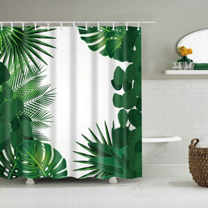 Papa&Mima Nordic style Leaves printed Waterproof Shower Curtains Polyester Bathroom Curtains With Hooks Decorative Bathtub