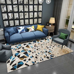 Nordic Abstract Living Room Carpet Home Bedroom Carpet Sofa Coffee Table Rug Art Study Room Floor Mat Crystal Velvet Rugs