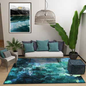 Nordic Abstract Living Room Carpet Home Bedroom Carpet Sofa Coffee Table Rug Art Study Room Floor Mat Crystal Velvet Rugs