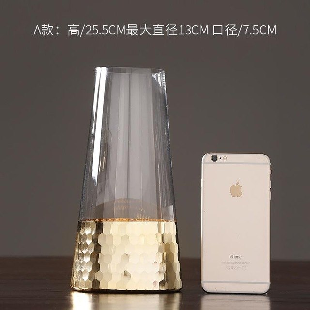 Modern Minimalist Luxury Glass Vase with Gold Accent for Modern Home Decoration