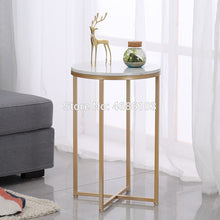 Load image into Gallery viewer, Nordic Gold metal bedside table Marble desktop side table flower modern living room sofa side tables furniture coffee table