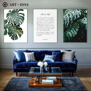 Green Leaf Plant Nordic Plant Quote Art Print Canvas Painting Home Decor Wall Art Bedroom Living Room Decor Poster