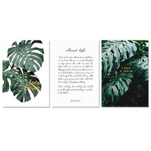 Load image into Gallery viewer, Green Leaf Plant Nordic Plant Quote Art Print Canvas Painting Home Decor Wall Art Bedroom Living Room Decor Poster