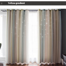 Load image into Gallery viewer, Modern Nordic Striped Gradient Blackout Curtains For Living Room Princess Style Hollow Stars Romantic Bedroom Cortina L017&amp;4