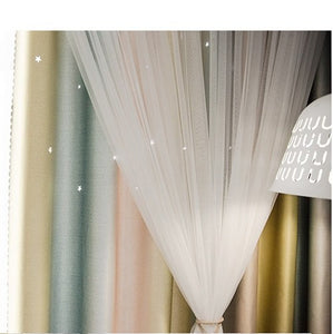 Modern Nordic Striped Gradient Blackout Curtains For Living Room Princess Style Hollow Stars Romantic Bedroom Cortina L017&4