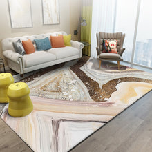 Load image into Gallery viewer, Fashion Nordic style Gold Abstract lines carpet Stone pattern Bedroom living room crystal velvet mat plush big size non-slip rug