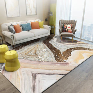 Fashion Nordic style Gold Abstract lines carpet Stone pattern Bedroom living room crystal velvet mat plush big size non-slip rug