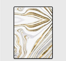 Load image into Gallery viewer, Fashion Nordic style Gold Abstract lines carpet Stone pattern Bedroom living room crystal velvet mat plush big size non-slip rug