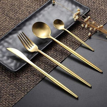 Load image into Gallery viewer, 304 Stainless Steel Western Silverware cutlery Set Noble Fork Knife Dessert Dinnerware Kitchen Food Tableware Pure Gold Coffee