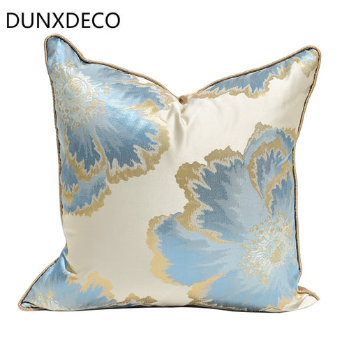 Cushion Cover Decorative Pillow Case Modern Simple Blue Flora Coussin Sofa Bedding Room Decoration High Density