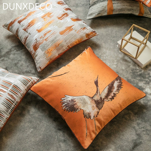 Cushion Cover Decorative Pillow Case Modern Simple Orange Crane Geometric Coussin Sofa Bedding Room Decoration