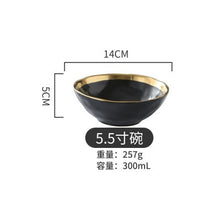 Load image into Gallery viewer, Ceramic Plate dish set Black Tableware Set Porcelain Service plate Kitchen Appliances Kitchen Supplie Rice Soup Bowl Dinnerware