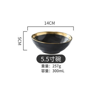 Ceramic Plate dish set Black Tableware Set Porcelain Service plate Kitchen Appliances Kitchen Supplie Rice Soup Bowl Dinnerware