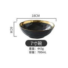 Load image into Gallery viewer, Ceramic Plate dish set Black Tableware Set Porcelain Service plate Kitchen Appliances Kitchen Supplie Rice Soup Bowl Dinnerware