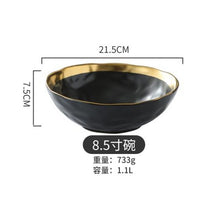 Load image into Gallery viewer, Ceramic Plate dish set Black Tableware Set Porcelain Service plate Kitchen Appliances Kitchen Supplie Rice Soup Bowl Dinnerware