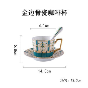 European Style Luxurious Ceramic Tea Cup And Saucer Set Creative Golden Design Porcelain Tea Bone China Coffee Cup Set Drinkware