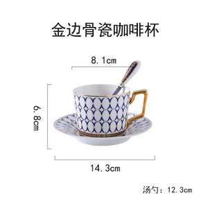 European Style Luxurious Ceramic Tea Cup And Saucer Set Creative Golden Design Porcelain Tea Bone China Coffee Cup Set Drinkware