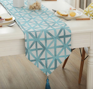 Table Runner Linen Cotton Blend Party Table Cover Fabric Modern Art Geometric Blue Green Lines Home Decoration