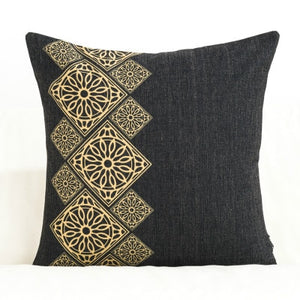 Cushion Cover Decorative Pillow Case Black Golden Flora Feather Geometric Print sofa Modern Decoration Coussin