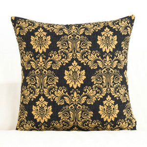 Cushion Cover Decorative Pillow Case Black Golden Flora Feather Geometric Print sofa Modern Decoration Coussin