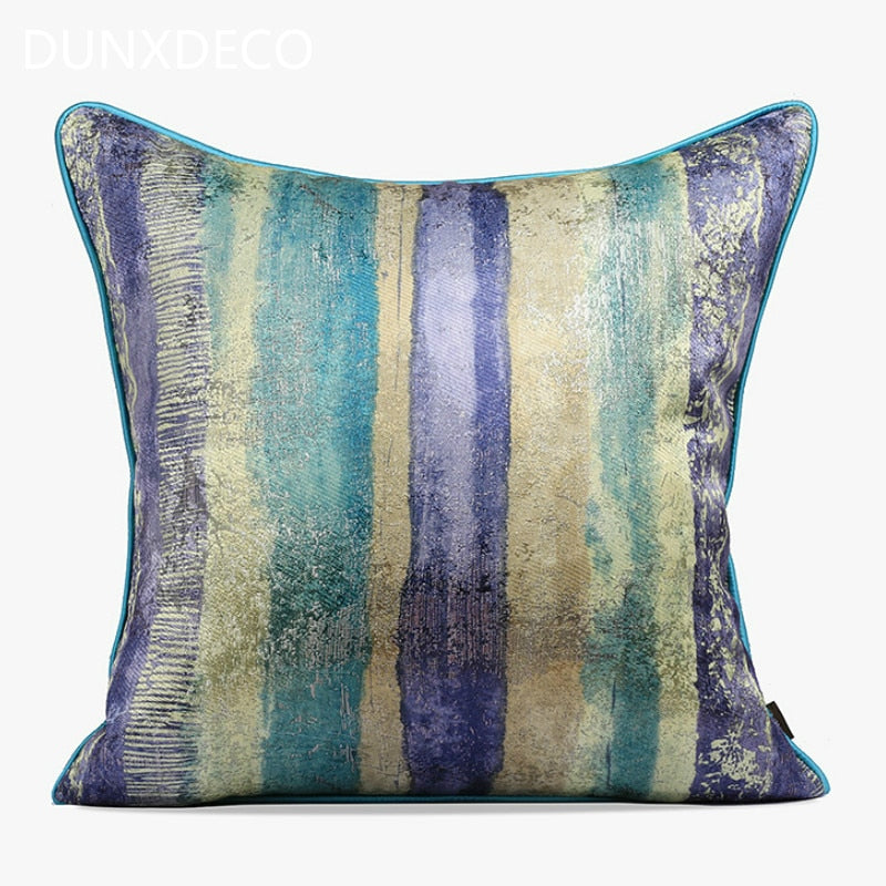 Cushion Cover Decorative Pillow Case Luxury Stripe Rainbow Geometric Modern Jacquard Blue Coussin Home Sofa Decor