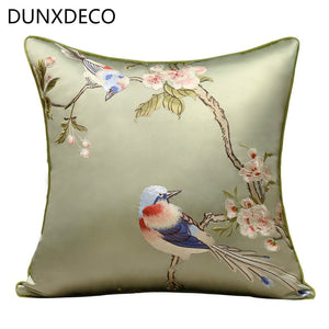 Cushion Cover Decorative Pillow Case Modern Chinese Traditional Embroidery High Quality Luxury Bird Flora Coussin Deco