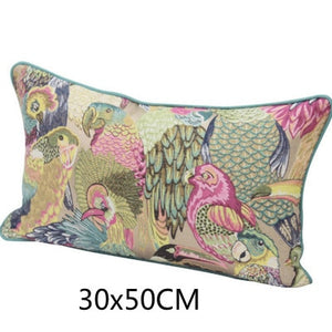 Cushion Cover Decorative Pillow Case Modern American Style Jungle Birds Parrot jacquard Art Design Coussin Sofa Decor