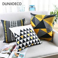 Load image into Gallery viewer, Cushion Cover Decorative Pillow Case Modern Yellow Black Geometric Soft Short Brush Coussin Sofa Decor