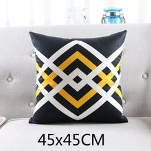 Load image into Gallery viewer, Cushion Cover Decorative Pillow Case Modern Yellow Black Geometric Soft Short Brush Coussin Sofa Decor