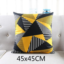 Load image into Gallery viewer, Cushion Cover Decorative Pillow Case Modern Yellow Black Geometric Soft Short Brush Coussin Sofa Decor