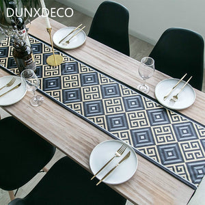 Table Runner Party Desk Decor Chinese Style Vintage Simple Geometric Soft Velvet Fabric Store Dinner Room Decoration