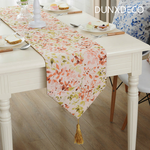 Table Runner Long Table Cover Fabric Country Style Romantic Pink Flora Jacquard Modern Home Party Table Decoration