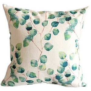 Cushion Cover Decorative Pillow Case Modern Nordic Plants Fresh Leaf Linen Cotton Blend Textile Sofa Bedding Deco